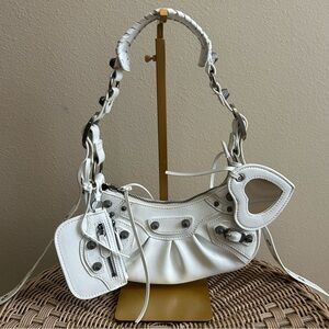 Balenciaga White Shoulder Bag with Heart Detail
